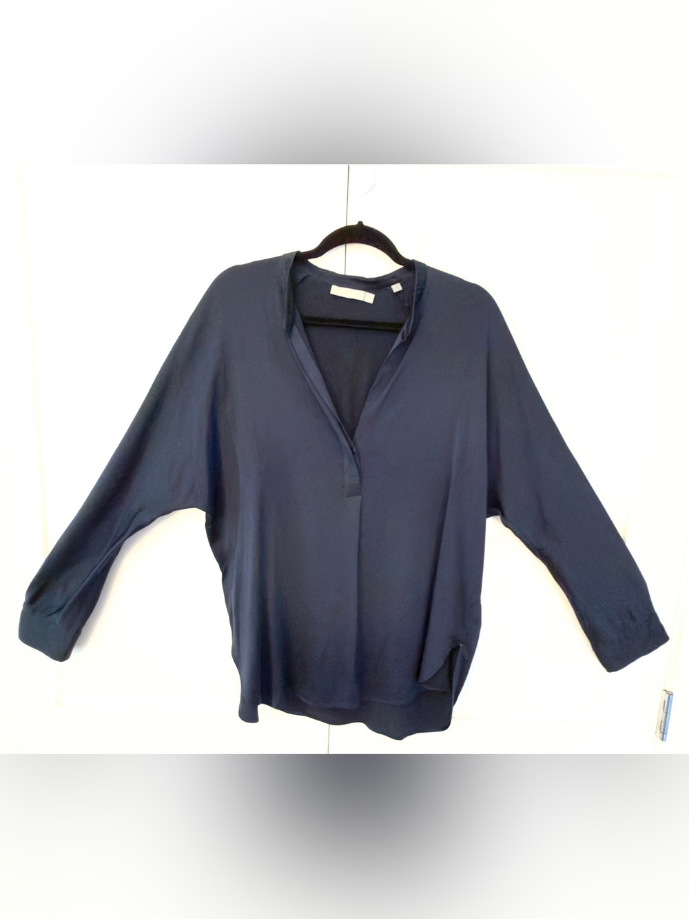Vince Silk Satin Band Collar Blouse - Picture 4 of 9